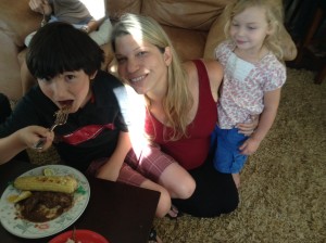 The aut hor and her nephew, who requested short ribs as his birthday cake!