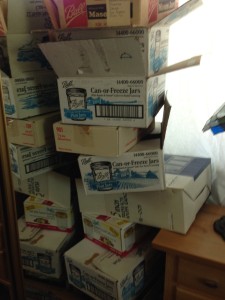 The stack of boxes grows - these jars are now all filled with canned goods from my kitchen!