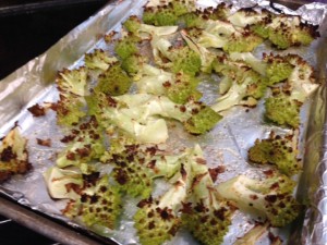 Cooked Romanesco should be tender and have caramelized edges